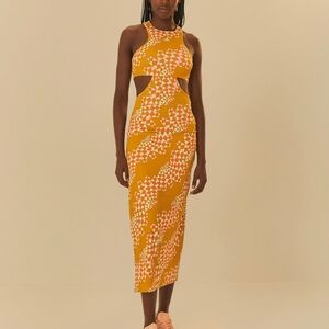 Farm Rio adidas Psychadelic Wave Yellow Dress